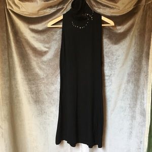 Laura Dahl Black Turtle Neck Midi Cotton Dress